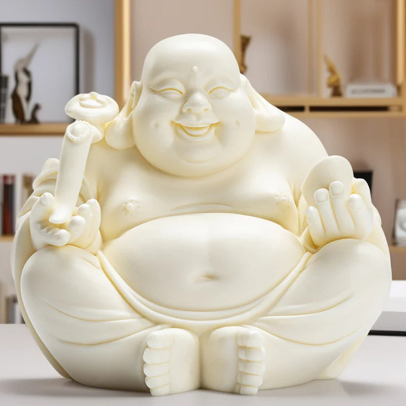 Ceramics Maitreya Buddha LAUGHING BUDDHA sculptures Figurines Luxury Home Living Room Office  Wealth Luck Feng Shui Decor