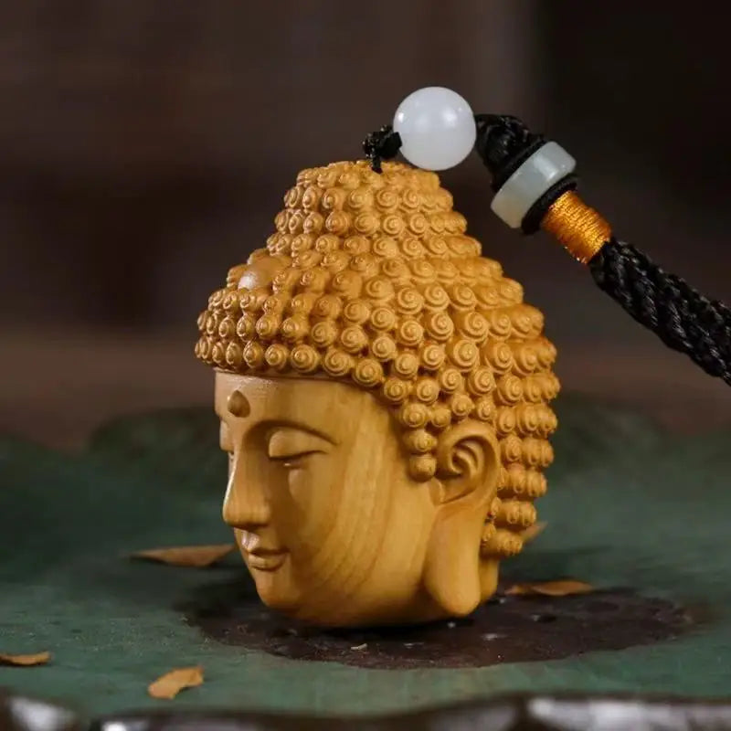 Redwood carving Buddha statue head sculptures and Figurines ，Chinese characteristic lucky pendan，Home and car decorations