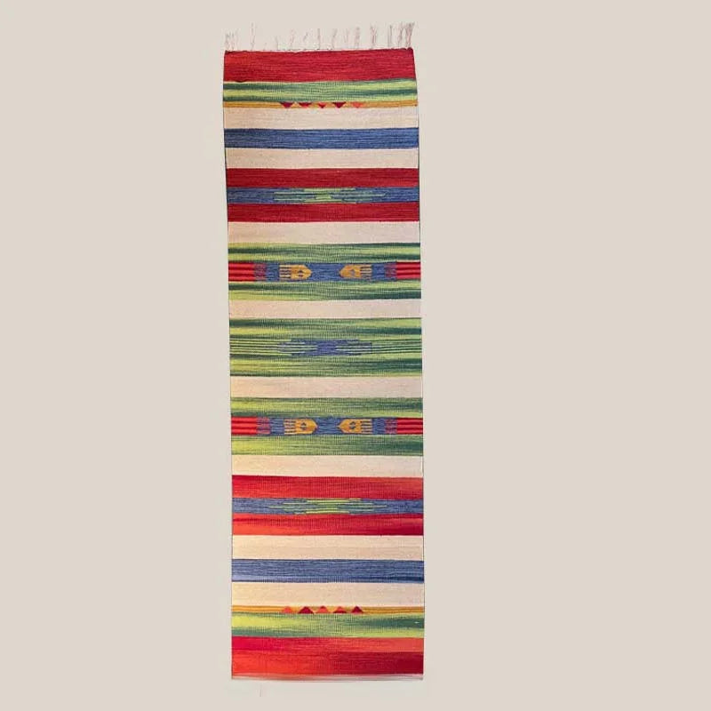 Handwoven Cotton Yoga & Meditation Mat – Extra-Long Foldable Geometric Pattern Rug