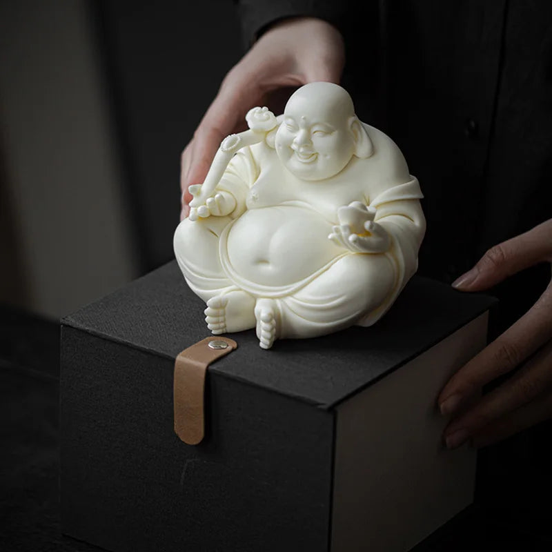 Ceramics Maitreya Buddha LAUGHING BUDDHA sculptures Figurines Luxury Home Living Room Office  Wealth Luck Feng Shui Decor