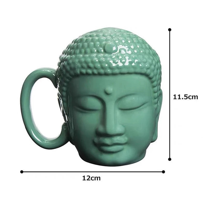 Buddha Head Mug - Ceramic Tea Cup | Mindful Meditation Coffee Mug | Spiritual Gift for Yogis, 500ML