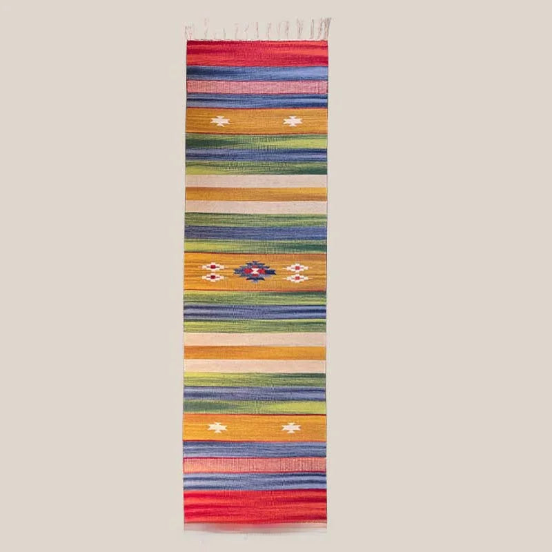 Handwoven Cotton Yoga & Meditation Mat – Extra-Long Foldable Geometric Pattern Rug