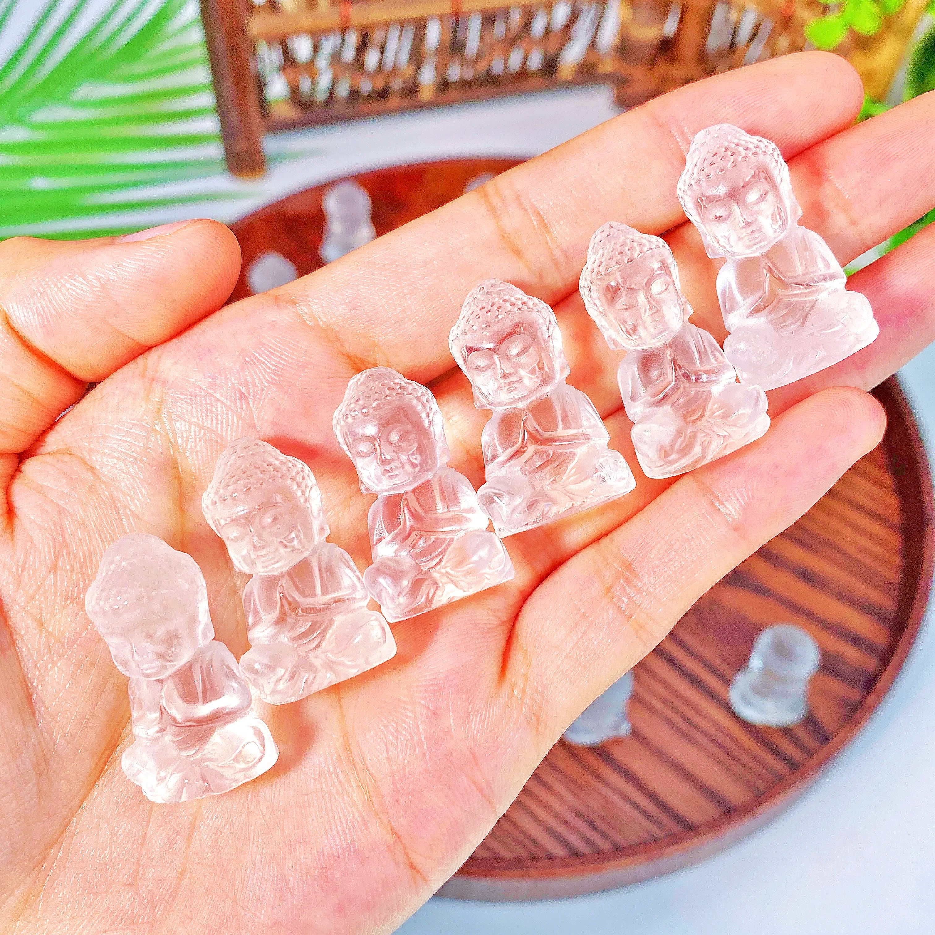 Mini Clear Quartz Buddha Figurine – Hand-Carved Healing Crystal