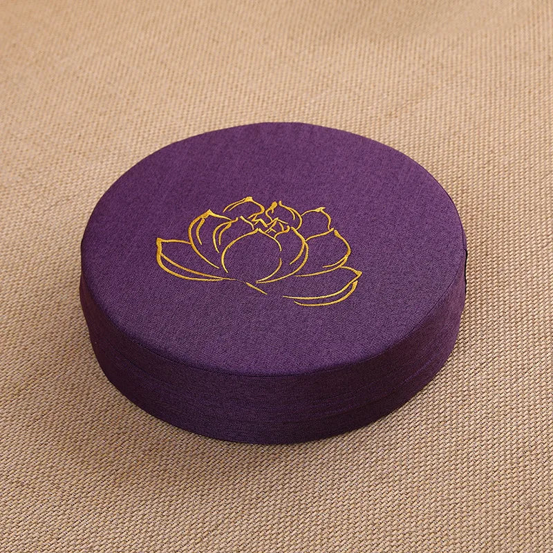 Round Linen Meditation Cushion – 40 cm Yoga & Floor Pillow