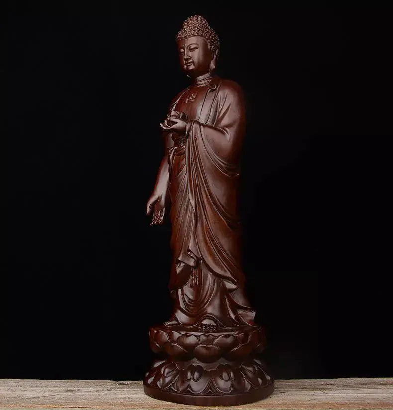 Handmade Rosewood Standing Buddha Statue