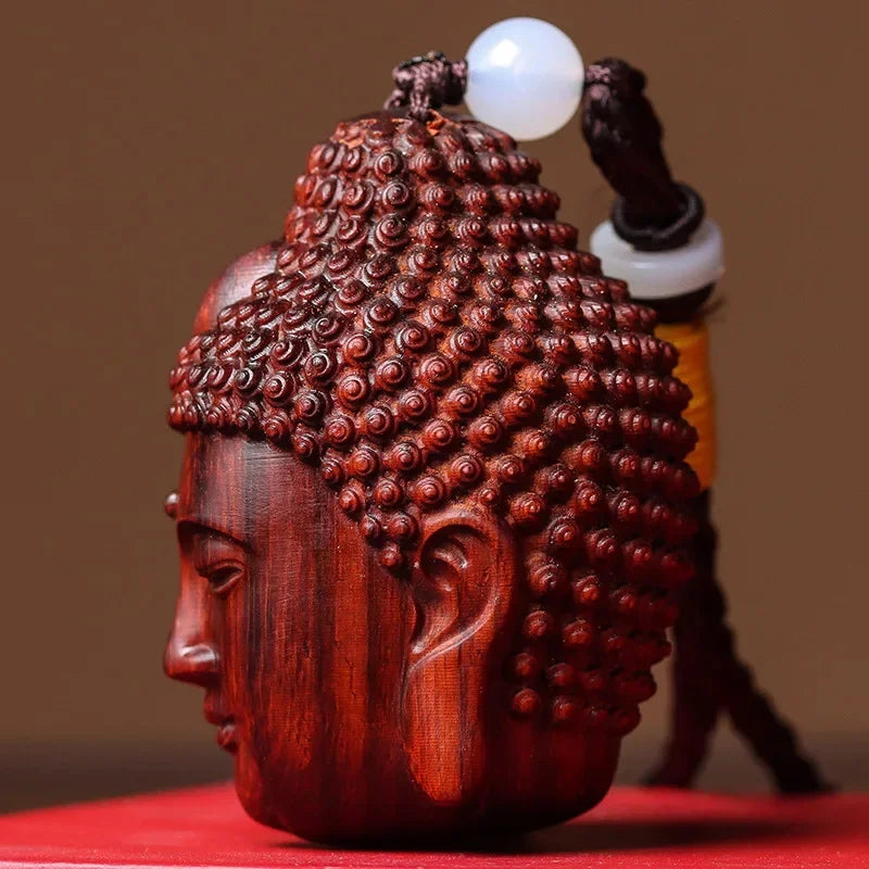 Redwood carving Buddha statue head sculptures and Figurines ，Chinese characteristic lucky pendan，Home and car decorations