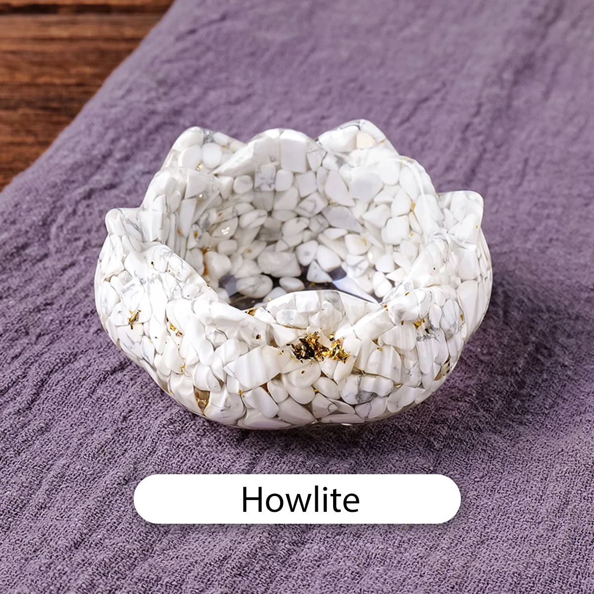 Natural Crystal Lotus Flower Base – Gemstone Candle or Sphere Holder